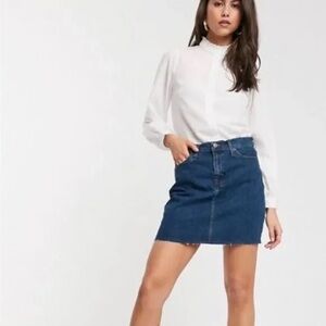 J. Crew Mercantile Blue Denim Raw Hem Mini Skirt Size 8